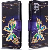 Voor Huawei P40 Lite Gekleurde Tekening Horizontale Flip Leren Case met Houder & Kaartsleuven & Portemonnee (Grote Vlinder)