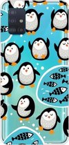 Voor Galaxy A31 schokbestendig geverfd transparant TPU beschermhoes (pinguïn)