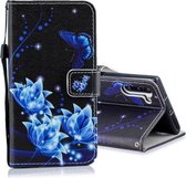 Voor Galaxy Note 10 Horizontale lederen flip-hoes met houder en kaartsleuven en portemonnee (blauwe vlinderbloem)