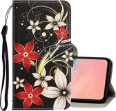 Voor Galaxy S20 + 3D gekleurde tekening horizontale flip PU lederen tas met houder & kaartsleuven & portemonnee (rode bloem)