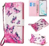 Voor Galaxy Note10 + / Note10 + 5G Gekleurd patroon Horizontale flip PU lederen tas, met houder & kaartsleuven en portemonnee (Starlight-vlinders)