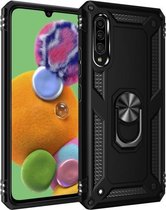 Voor Galaxy A90 5G Armor schokbestendig TPU + pc beschermhoes met 360 graden rotatiehouder (zwart)