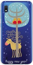 Voor Galaxy A10 Trendy schattig kerstpatroon doorzichtig TPU beschermhoes (paar vogelherten)