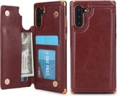 Voor Galaxy Note 10 POLA TPU + PC Plating Volledige dekking Beschermhoes met houder & kaartsleuven en fotolijst (bruin)