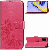 Voor Galaxy A71 Lucky Clover Pressed Flowers Pattern Leather Case met houder & kaartsleuven & portemonnee & draagriem (Rose)