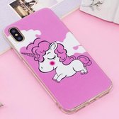 Voor iPhone X / XS Noctilucent IMD Horse Pattern Soft TPU Back Case Protector Cover