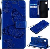 Voor Samsung Galaxy A01 Core 3D vlinders reliëfpatroon horizontale flip lederen tas met houder & kaartsleuf & portemonnee (blauw)