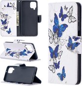 Voor Samsung Galaxy A12 Gekleurde Tekening Patroon Horizontale Flip Leren Case met Houder & Kaartsleuven & Portemonnee (Butterfly Swarm)
