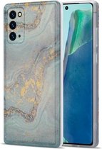 Voor Samsung Galaxy Note20 TPU Gilt Marble Pattern beschermhoes (lichtblauw)