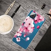 Voor Samsung Galaxy A12 Gekleurde tekening Clear TPU beschermhoesjes (kersenbloesems)