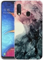 Voor Samsung Galaxy A20e marmeren schokbestendige TPU beschermhoes (abstract zwart)