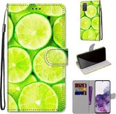 Voor Samsung Galaxy S20 Gekleurde Tekening Cross Textuur Horizontale Flip PU Lederen Case met Houder & Kaartsleuven & Portemonnee & Lanyard (Lime)