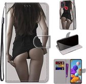 Voor Samsung Galaxy A21s Gekleurde Tekening Cross Textuur Horizontale Flip PU Lederen Case met Houder & Kaartsleuven & Portemonnee & Lanyard (Minirok)