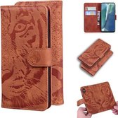 Voor Samsung Galaxy Note 20 Tiger Embossing Pattern Horizontale Flip lederen tas met houder & kaartsleuven & portemonnee (bruin)