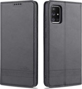 Voor Samsung Galaxy A51 AZNS Magnetische Kalf Textuur Horizontale Flip Leren Case met Kaartsleuven & Houder & Portemonnee (Zwart)
