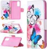 Voor Samsung Galaxy S20 FE 5G / S20 Lite Gekleurde Tekening Patroon Horizontale Flip Leren Case met Houder & Kaartsleuven & Portemonnee (Twee Vlinders)