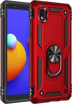 Voor Samsung Galaxy A01 Core schokbestendig TPU + pc beschermhoes met 360 graden roterende houder (rood)