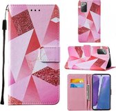 Voor Samsung Galaxy Note20 / 5G Cross Texture Painting Pattern Horizontale Flip Leren Case met Houder & Kaartsleuven & Portemonnee & Lanyard (Roze Ruit)