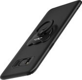 AIQAA voor Galaxy S8 + / G955 effen kleur metaalverf kunststof PC valbestendige beschermhoes met beerringhouder (zwart)