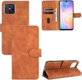 Voor Huawei nova 8 SE effen kleur huid gevoel magnetische gesp horizontale flip kalf textuur PU lederen tas met houder & kaartsleuven & portemonnee (bruin)