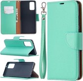 Voor Samsung Galaxy Note20 Litchi Textuur Pure Kleur Horizontale Flip Leren Case met Houder & Kaartsleuven & Portemonnee & Lanyard (Groen)