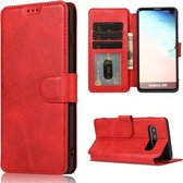 Voor Samsung Galaxy S10 Kalf Textuur Magnetische Gesp Horizontale Flip Leren Case met Houder & Kaartsleuven & Portemonnee & Fotolijst (Rood)