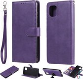 Voor Samsung Galaxy A81 / Note 10 Lite 2 in 1 effen kleur afneembare PU lederen tas met kaartsleuven & magnetische houder & fotolijst & portemonnee & riem (paars)