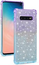 Voor Samsung Galaxy S10e gradiënt glitter poeder schokbestendig TPU beschermhoes (paars blauw)