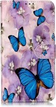 Olie Reliëf Gekleurd Tekening Patroon Horizontale Flip PU Leren Case met Houder & Kaartsleuven & Portemonnee & Fotolijst Voor LG Stylo 5 (Purple Flower Butterfly)