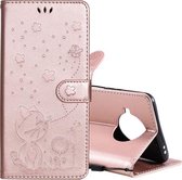 Voor Xiaomi 10T Lite 5G / Redmi Note 9 Pro 5G Cat Bee Embossing Pattern Schokbestendig Horizontaal Flip lederen tas met houder & kaartsleuven & portemonnee (Rose Gold)