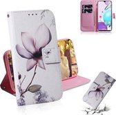 Voor LG K31 / Aristo 5 Gekleurde tekening Horizontale flip lederen tas, met houder & kaartsleuven en portemonnee (Magnolia Flower)