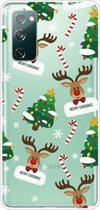 Voor Samsung Galaxy S20 FE Christmas Series Clear TPU beschermhoes (Cane Deer)