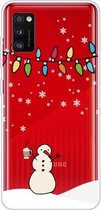 Voor Samsung Galaxy A41 Christmas Series Clear TPU beschermhoes (Milk Tea Snowman)