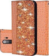 Voor Xiaomi Redmi Note 8 Pro Krokodil Textuur Glitter Poeder Horizontale Flip Leren Case met Kaartsleuven & Houder (Oranje)