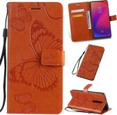 Geperst afdrukken Vlinderpatroon Horizontale flip PU lederen hoes met houder & kaartsleuven & portemonnee & lanyard voor Xiaomi Mi 9T & Mi 9T Pro & Redmi K20 & K20 Pro (oranje)