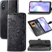 Voor Geschikt voor Xiaomi Redmi 9A Halverwege Mandala Embossing Patroon Horizontale Flip Leren Case met Houder & Kaartsleuven & Portemonnee & Lanyard (Zwart)