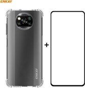 Voor Geschikt voor Xiaomi Poco X3 / X3 NFC Hat-Prince ENKAY Helder TPU schokbestendig hoesje Zachte antislip hoes + 0.26mm 9H 2.5D Volledige lijm Volledige dekking Gehard glasbesch