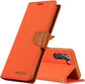 Voor Samsung Galaxy S21 + 5G GOOSPERY CANVAS DAGBOEK Canvas Textuur Horizontale Flip PU Lederen Case met Houder & Kaartsleuven & Portemonnee (Oranje)