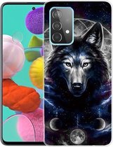 Voor Samsung Galaxy A52 5G schokbestendig geverfd transparant TPU beschermhoes (Magic Wolf)