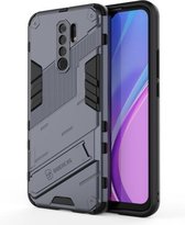 Voor Geschikt voor Xiaomi Redmi 9 Punk Armor 2 in 1 PC + TPU schokbestendig hoesje met onzichtbare houder (grijs)