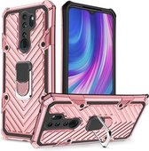 Voor Xiaomi Redmi Note 8 Pro PC + TPU schokbestendige beschermhoes met 360 graden rotatie ringhouder (rose goud)