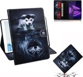 Voor Lenovo Tab M10 FHD Plus TB-X606 Gekleurde Tekening Horizontale Flip Lederen Case met Houder & Kaartsleuven & Portemonnee (Wolf en Hond)