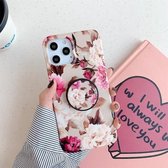 Schokbestendige IMD TPU-beschermhoes met opvouwbare houder voor iPhone 11 Pro (retrobloem)