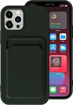 TPU + flanellen voering schokbestendig hoesje met kaartsleuven voor iPhone 12 Pro Max (groen)