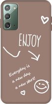 Voor Samsung Galaxy Note20 Geniet van Smiley Heart Pattern Shockproof TPU Case (Khaki)