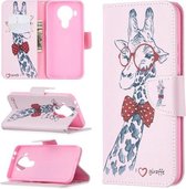 Voor Nokia 5.4 Gekleurde tekening patroon Horizontale flip lederen tas met houder & kaartsleuven & portemonnee (herten)