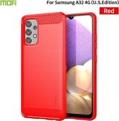 Voor Samsung Galaxy A32 4G (Amerikaanse versie) MOFI Gentleness-serie geborstelde textuur koolstofvezel zachte TPU-hoes (rood)