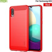 Voor Samsung Galaxy A02 / M02 MOFI Gentleness-serie Geborstelde textuur Koolstofvezel Zachte TPU-hoes (rood)