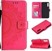 Voor Samsung Galaxy A70 Totem Bloem Reliëf Horizontale Flip TPU + PU lederen tas met houder & kaartsleuven & portemonnee (rood)