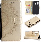 Voor Huawei P30 Lite Totem Bloem Reliëf Horizontale Flip TPU + PU Leren Case met Houder & Kaartsleuven & Portemonnee (Goud)